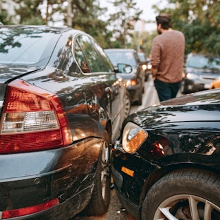 Two cars post collision
